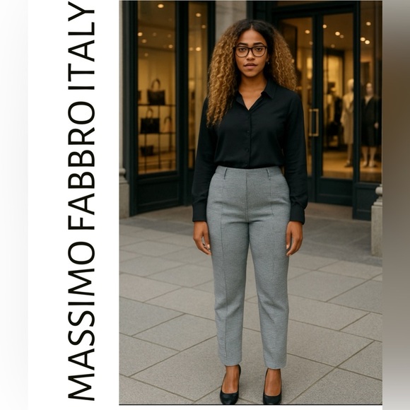 massimo fabbro italy Pants - Massimo Fabbro Italy Plaid Ankle Pants Size 10 Pull-On Elastic Waist Trouser